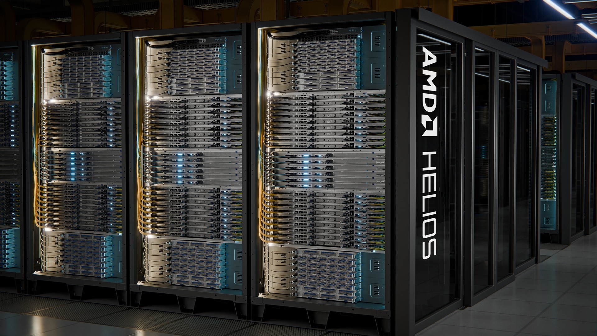 AMD Helios – oficiálny produktový obrázok rackového riešenia z press kitu AMD.