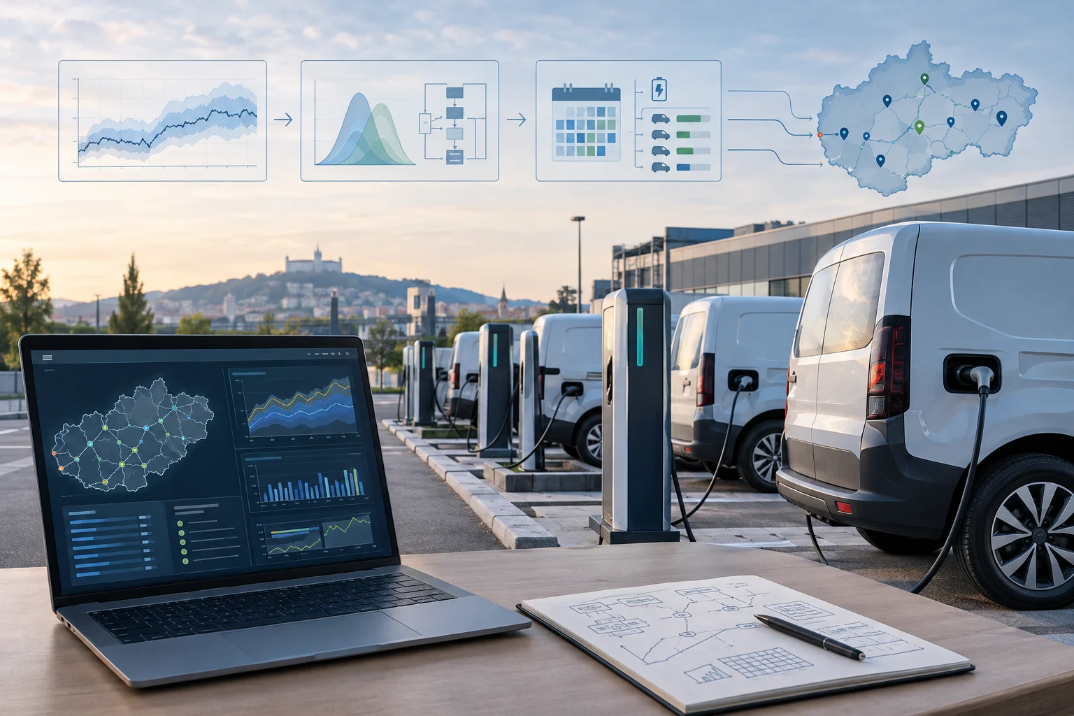 AI ilustrácia: KInIT a Voltia opísali probabilistické modely pre plánovanie nabíjania flotíl elektromobilov na Slovensku