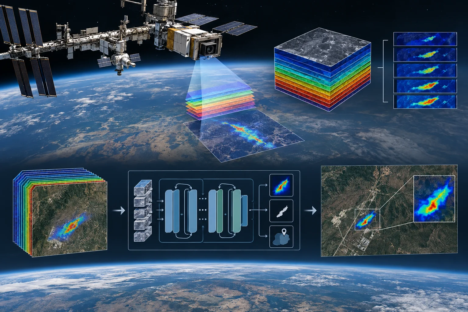 AI ilustrácia: Google Research opísal MAPL-EMIT pre mapovanie metánu z dát EMIT na ISS